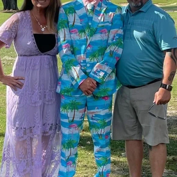 OppoSuit 3 piece Flamingo Print Suit - Picture 3 of 15